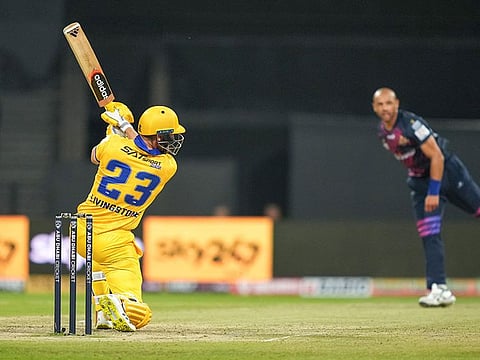 Liam Livingstone in action for Team Abu Dhabi in the AD T10