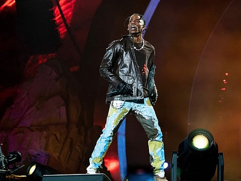 Travis Scott performs at day one of the Astroworld Music Festival at NRG Park on Friday, November 5, 2021, in Houston.