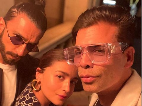 Ranveer Singh and Alia Bhatt with Karan Johar