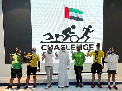 During the "50/50/50 Challenge" organised by I Love Supersport, 50 sports enthusiasts ran, cycled and swam for 50 consecutive hours to raise AED 50,000 for Marwan, a 9-year-old boy's urgent heart surgery.