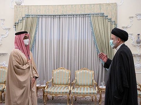 Sheikh Tahnoon bin Zayed Al Nahyan in Tehran with Ebrahim Raisi, President of Iran