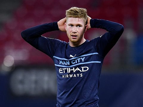 Manchester City's Kevin De Bruyne reacts.