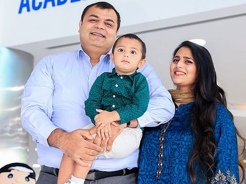 Hira Zubair, a parent at GEMS Wellington Academy – Silicon Oasis with her family, who won Dh30,000 worth of ‘GEMS Rewards Points’