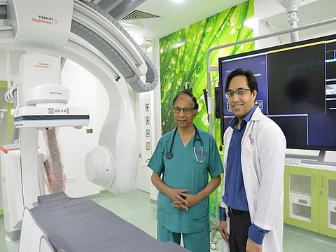 Dr. Rajeev Lochan, Consultant Interventional Cardiologist and Dr. Behrad Elahi, Specialist Interventional Cardiologist at the Cath Lab in Al Zahra Hospital Dubai