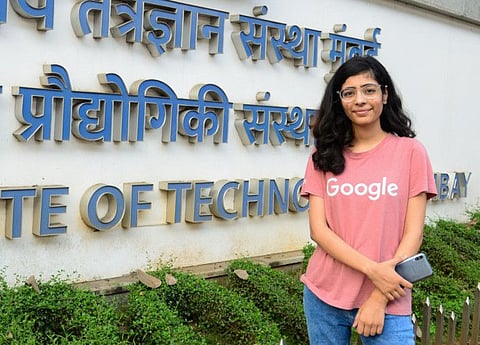 In this Photograph taken on December 8, 2021, Shivani Nandgaonkar, a student of the Indian Institute of Technology (IIT) Bombay, poses for picture in Mumbai.