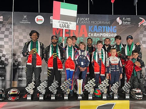 On the fast lane: UAE national team topped the MENA Karting Championship in Oman last month.