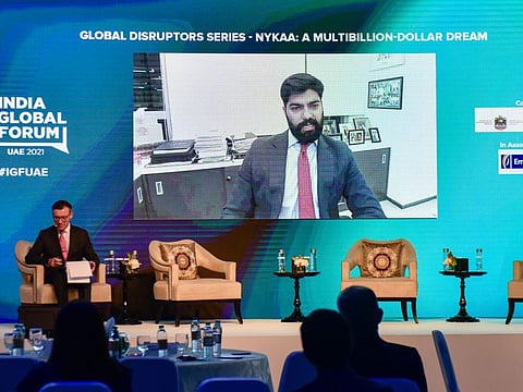 Anchit Nayar, CEO, Beauty and E- Commerce, Nykaa, at the India Global Forum UAE 2021 at Taj Dubai, 13th December 2021. Photo: Ahmed Ramzan/ Gulf News