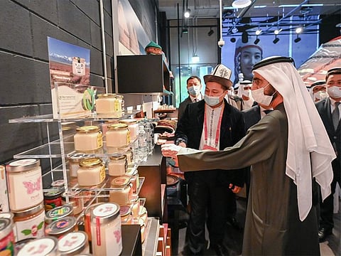 Sheikh Mohammed visits the pavilion of Kyrgyzstan located within the Opportunity District at Expo 2020.