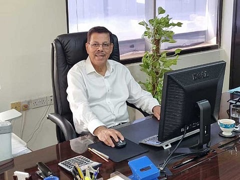 M.J. Thomas in his office in Dubai. About 49 years after setting foot in Dubai, Thomas says in many ways the country is his first home.