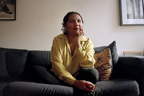 The author bell hooks at her apartment in Manhattan on September 13, 1995.