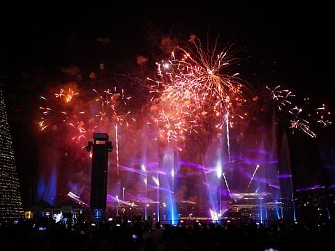 Visitors enjoy a dazzling fireworks display in celebration of the 27th edition of the Dubai Shopping Festival (DSF) on 16th December, 2021. Photo Clint Egbert/Gulf News