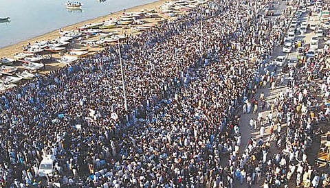 Gwadar fishermen protest in a file photo.