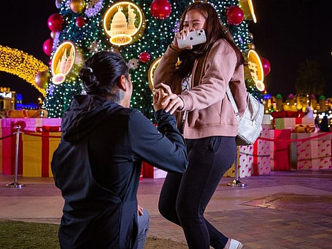 Frances Sigaya proposes to Izume Niwa at Global Village in Dubai