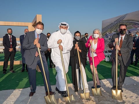 Delegates at the groundbreaking ceremony for the new campus of the school on Saadiyat Island, Abu Dhabi.