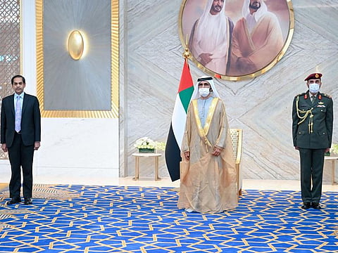 His Highness Sheikh Mohammed bin Rashid Al Maktoum received the credentials of five newly-appointed ambassadors to the UAE today.