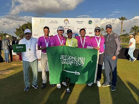 The Saudi Arabia team members who won the Arab Golf Championship title by a whopping nine-stroke margin in Cairo on Wednesday.