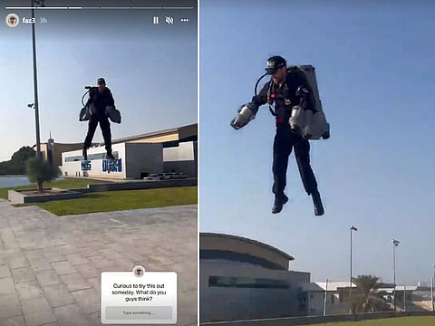Sheikh Hamdan shares videos of a gravity-defying jet suit demonstration
