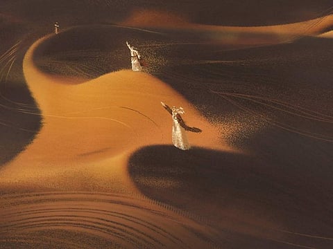 The inside installation displays sand dunes