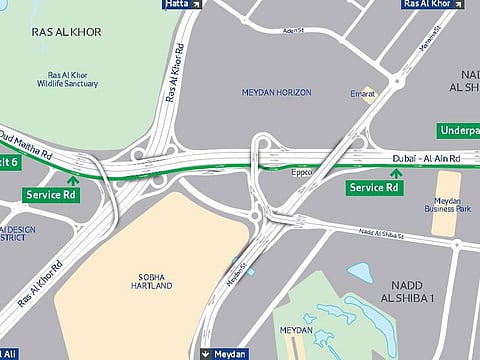 The sector, which extends 8 km, starts from Bu Kadra Junction and extends to the junction of Sheikh Mohammed bin Zayed Road with Dubai-Al Ain Road.
