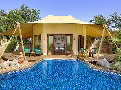 Highlighting the rich heritage and culture of the UAE, the Al Maha Desert Resort is built as a luxury Bedouin encampment