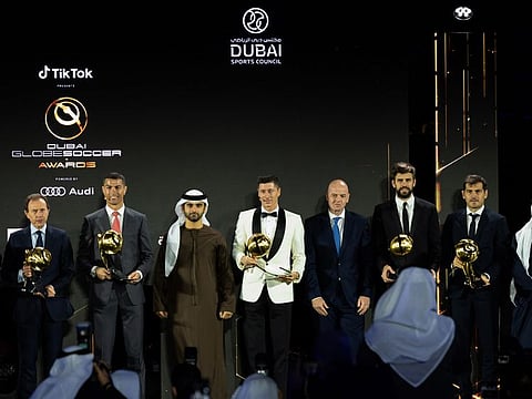 A star-sudded gathering at Dubai Globe Soccer Awards on Sunday saw Sheikh Mansoor Bin Mohammad Bin Rashid Al Maktoum attending it with Cristiano Ronaldo, Robert Lewandowski, Pepe and Iker Casillas.Ronaldo