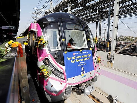 A view of the first fully automated driverless Delhi metro train during its inauguration in New Delhi, India, December 28, 2020.