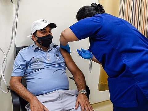 Pfizer Covid-19 vaccine at Zabeel Primary Health Centre in Dubai.