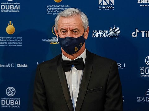 Ian Rush arrives at the Globe Soccer Awards in Dubai