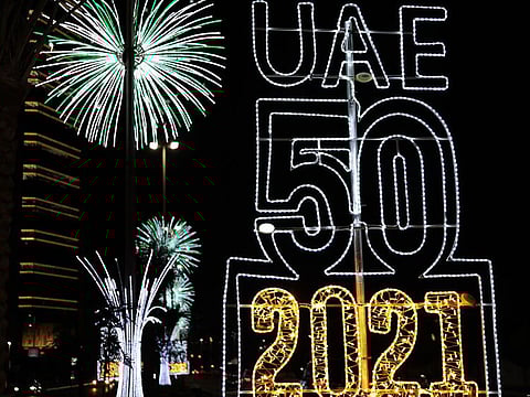 Abu Dhabi decked up with lights as it ushers in the New Year. For illustrative purposes only