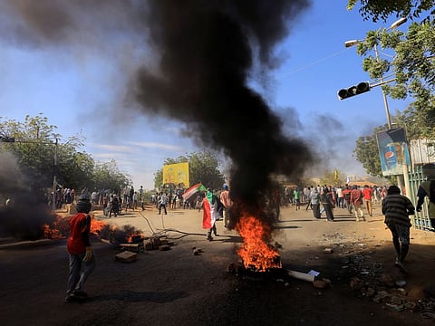 Protesters take part in a rally against military rule in Khartoum.