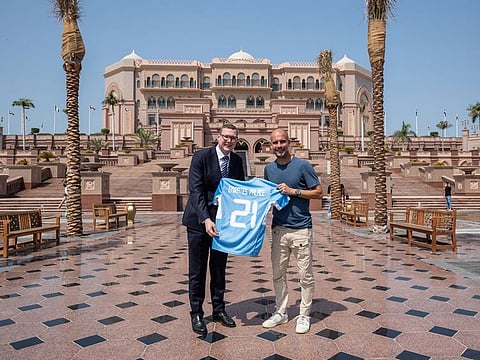 Manchester City coach Pep Guardiola at Emirates Palace in Abu Dhabi