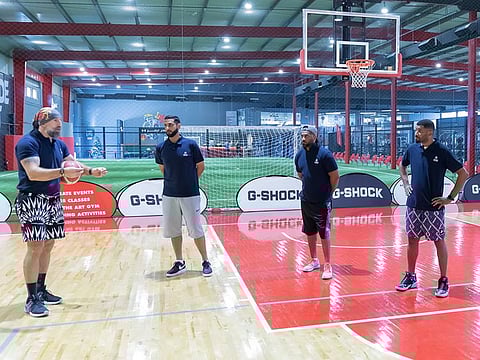 Fadi El Khatib (left) holds court for Emirati coaches in Dubai.