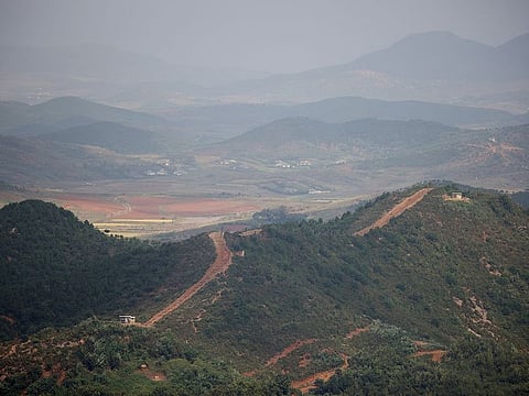 File picture: A general view of the North Korean guard posts, in this picture taken from the top of the Aegibong Peak Observatory, south of the demilitarised zone (DMZ), separating the two Koreas in Gimpo, South Korea, October 5, 2021.