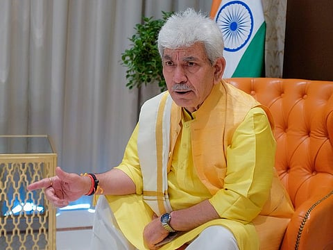 Manoj Sinha, Lt Governor, Jammu & Kashmir, during a visit to the India Pavillion, Expo 2020 in Dubai.