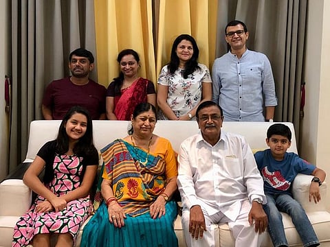 Naranji Maharaj with his entire family in Muscat.