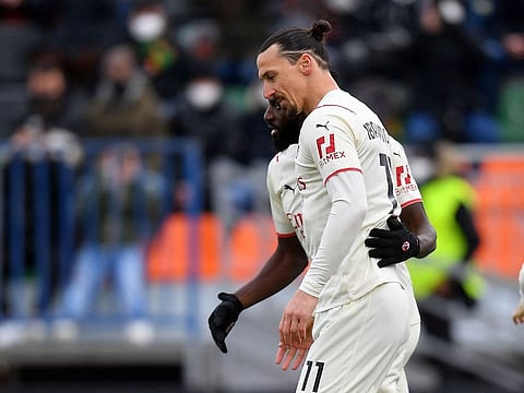 AC Milan's Zlatan Ibrahimovic celebrates scoring in this file photo.