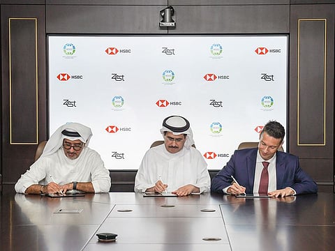 (L to R) Abdulfattah Sharaf, HSBC UAE CEO and Head of International; Saeed Mohammed Al Tayer, Chairman of WGEO; and Jeffrey Beyer, Managing Director at Zest Associates