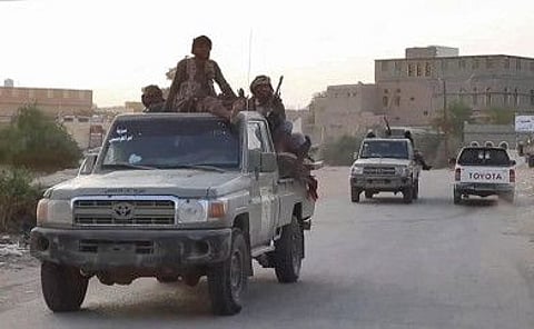 A grab from an AFPTV video shows Yemen pro-government fighters deploying on January 10, 2022 as forces in Yemen backed by a Saudi-led military coalition said they had seized control of the oil province of Shabwa from Iran-backed Houthi rebels.