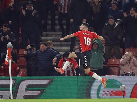 Southampton's Armando Broja celebrates scoring their third goal.