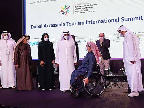 Sheikh Ahmed bin Saeed Al Maktoum with Majid Usaimi and other dignitaries at the opening of Dubai Accessible Tourism International Summit.
