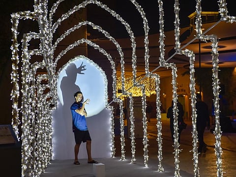 Visitors at Al Seef promenade during Dubai Shopping Festival, on Thursday.