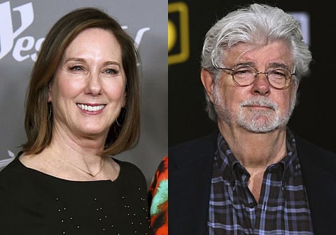 Kathleen Kennedy and George Lucas.