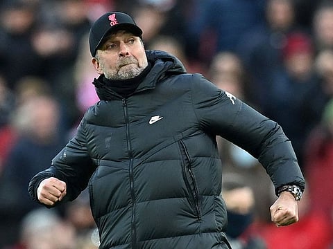 Jurgen Klopp celebrates the win over Brentford