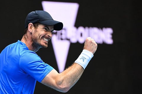 Britain's Andy Murray reacts during his match against Georgia's Nikoloz Basilashvili on day two of the Australian Open in Melbourne on Tuesday.