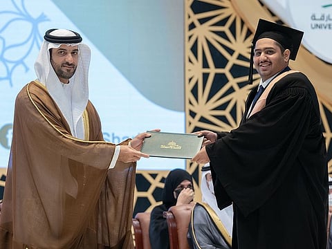Sheikh Sultan bin Ahmed bin Sultan Al Qasimi attended the graduation ceremony of University of Sharjah on Tuesday