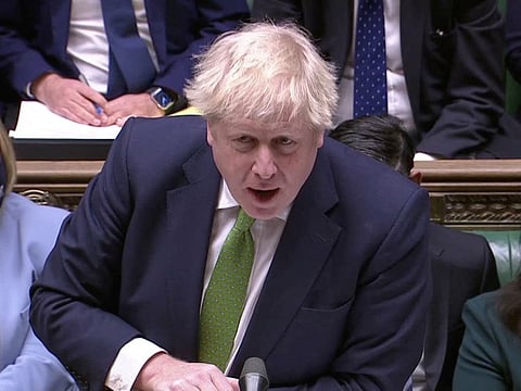 British Prime Minister Boris Johnson speaks during the weekly Prime Minister's Questions at the parliament in London, Britain January 19, 2022.