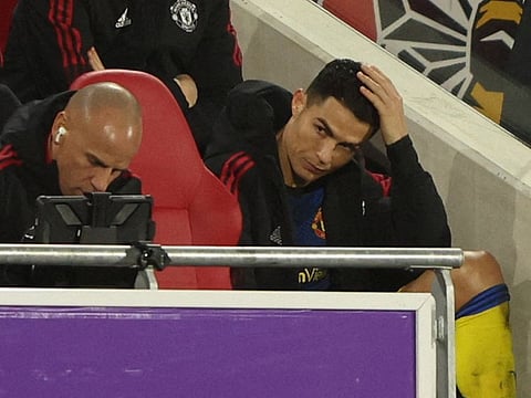 Manchester United's Cristiano Ronaldo after being substituted.