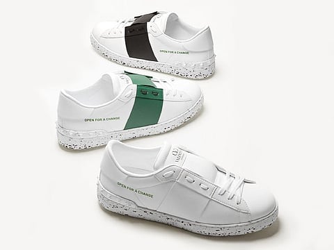 The sneakers still retain Valentino’s trademark aesthetic.