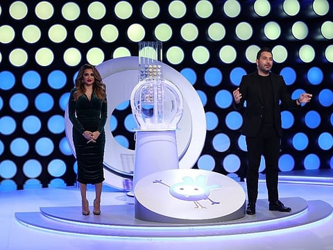 Hosts of Saturday's live draw at Mahzooz UAE Studio