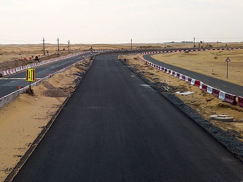Saih Al-Dahal Road Improvement Project are 60 per cent complete. The project links Saih Al-Salam Road with Mohammed bin Rashid Al Maktoum Solar Park.